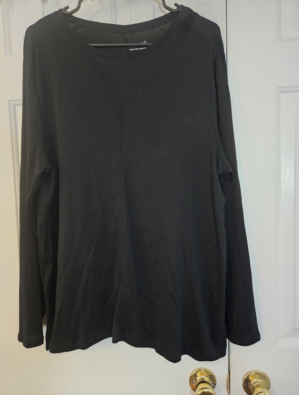 J. Jill Black Crewneck Pima Cotton Long-Sleeve Tee Size XL